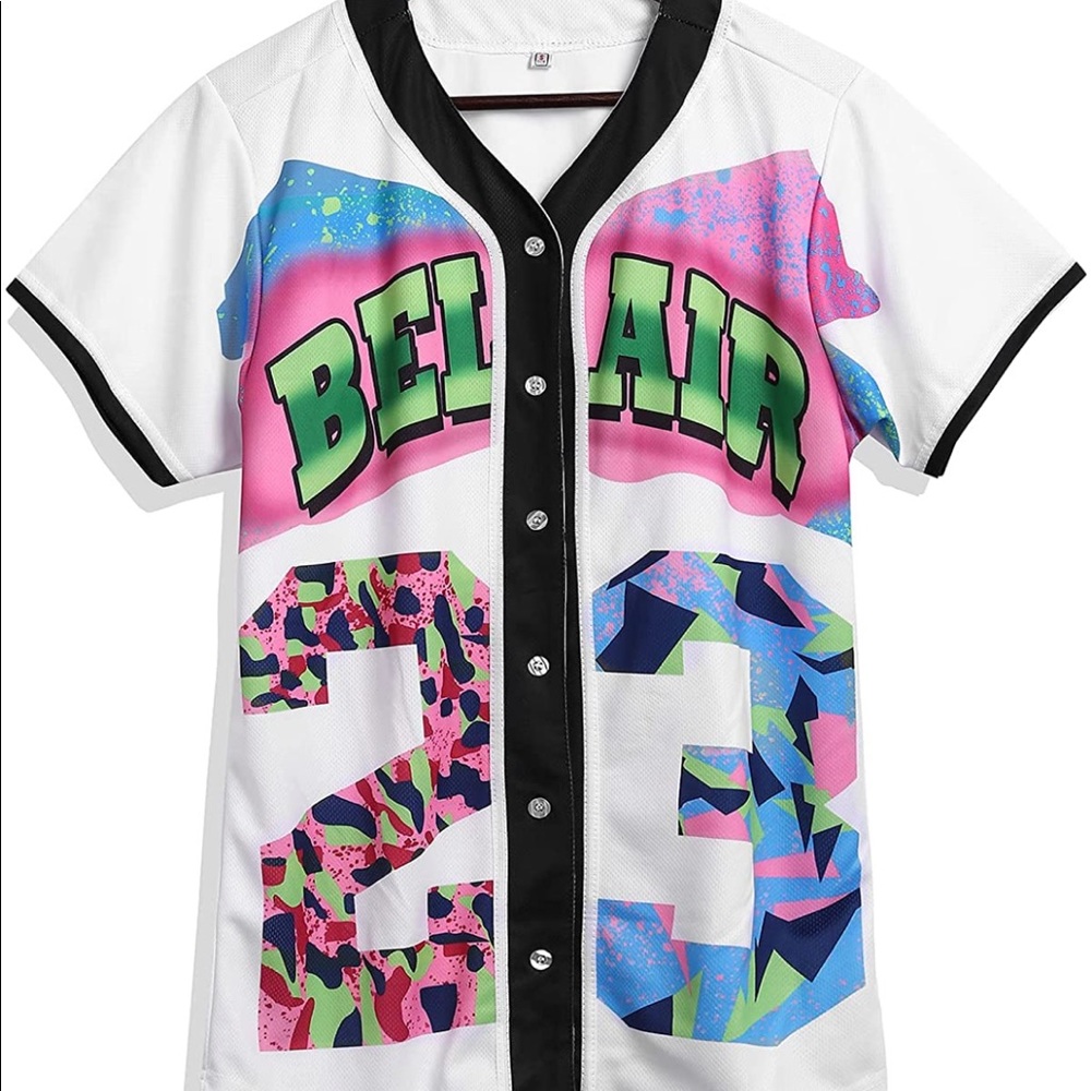 90s Clothing for Men and Women, Unisex Bel-Air Baseball Jersey, Hip Hop Outfit.